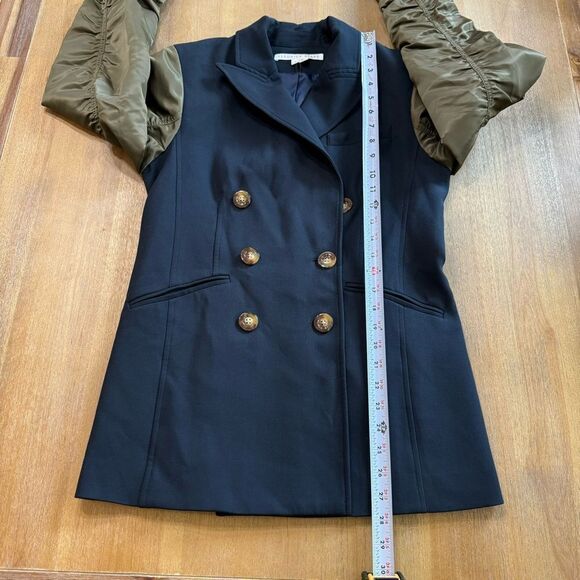 Veronica Beard Dickey Jacket Size 2 Double Breasted Satin Sleeve Gold Button - Picture 7 of 16